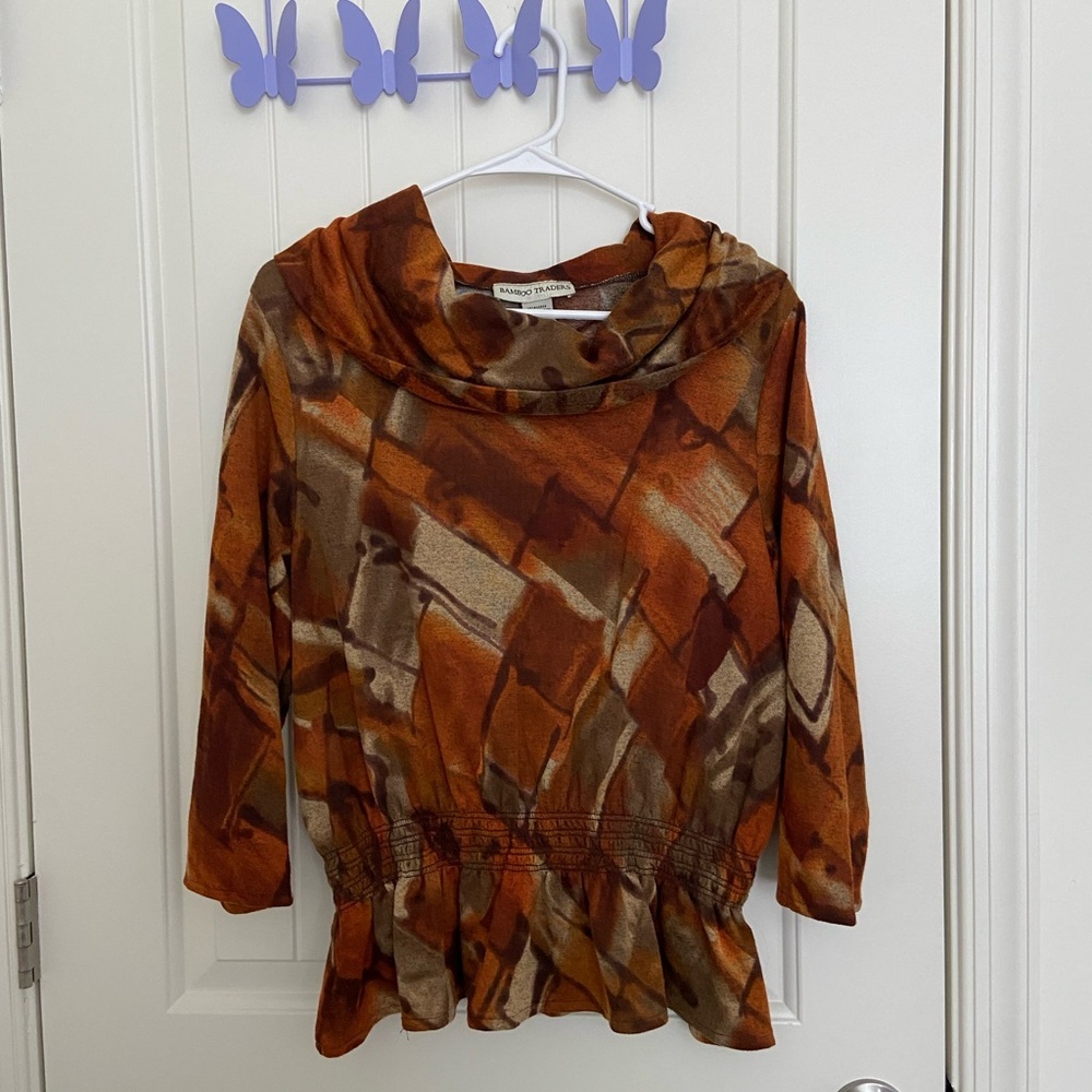NWOT | Bamboo Traders women’s cowl neck 3/4 sleeve cowl neck knit top large